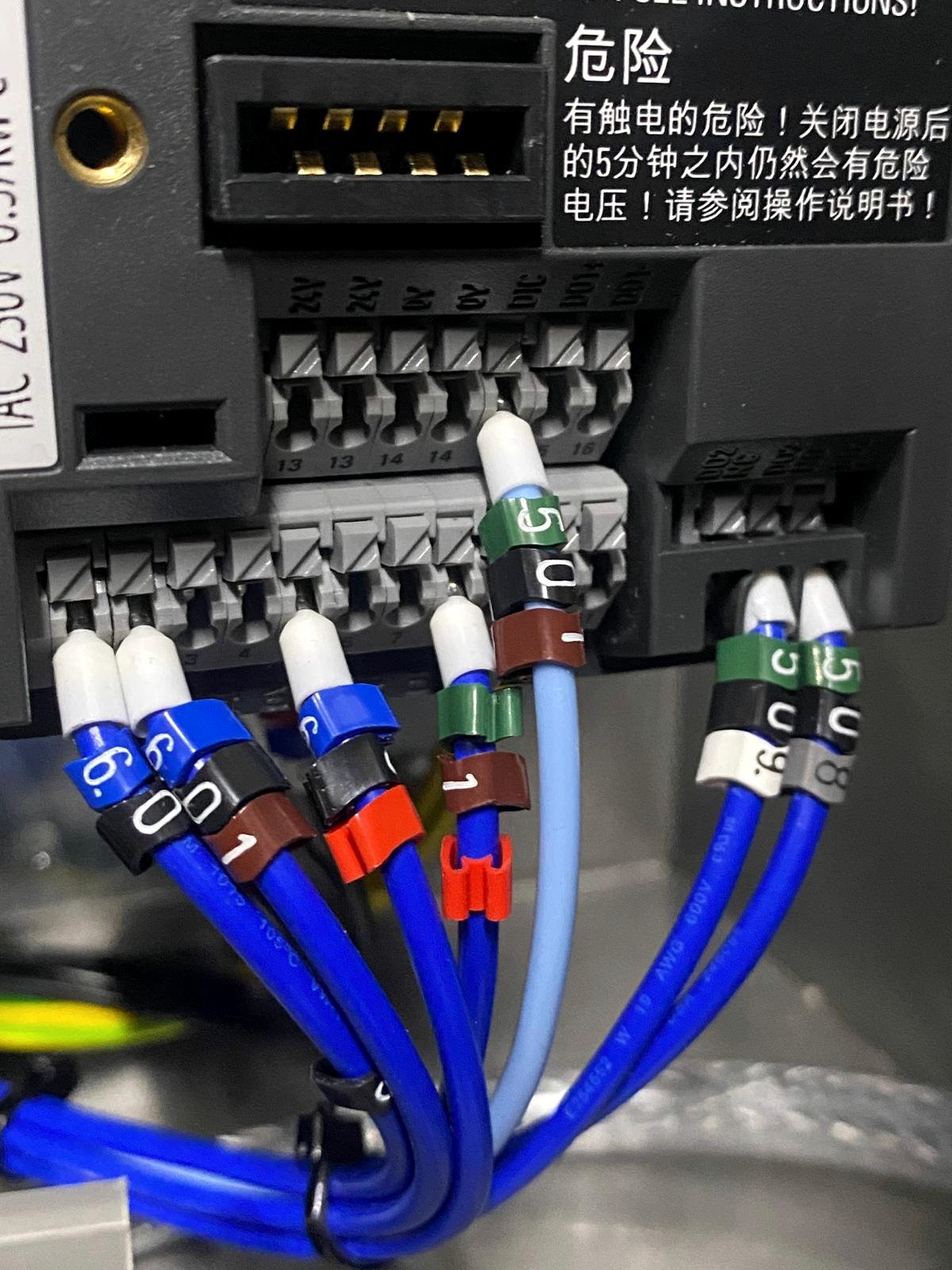 Labelled blue control wiring detail